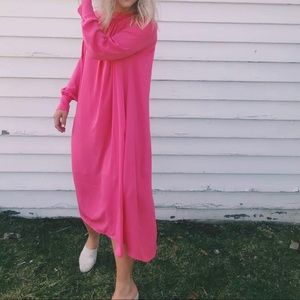 Hot pink, long sleeve midi dress. Worn once.